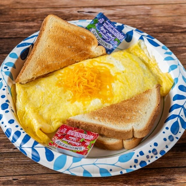 Ham and Cheese Omelet with Toast.