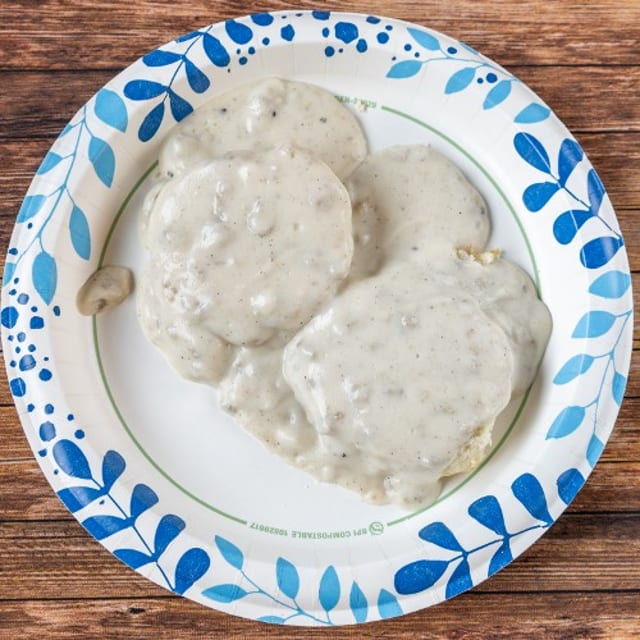 Biscuit and Gravy Half Order Includes 1 Biscuit and Gravy.