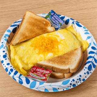 Ham and Cheese Omelet with Toast