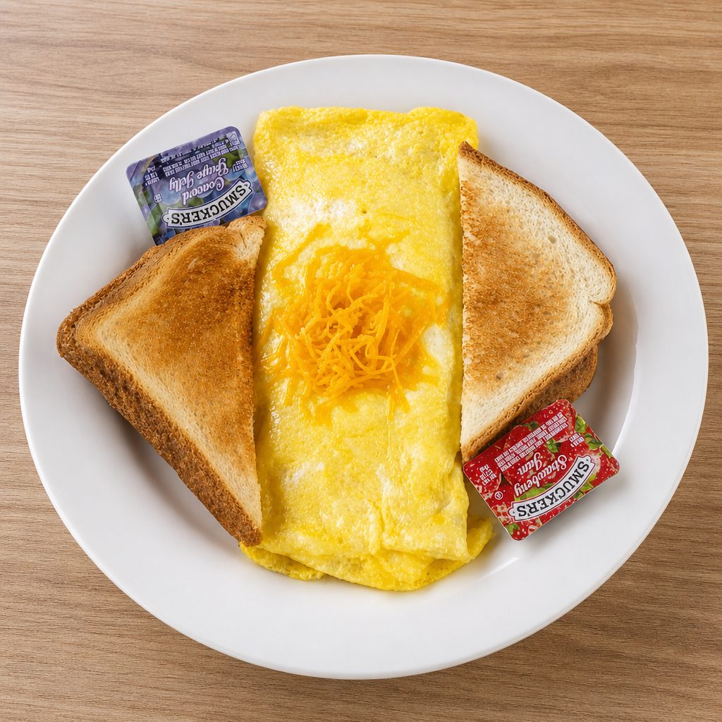 Cheese Omelet with Toast.