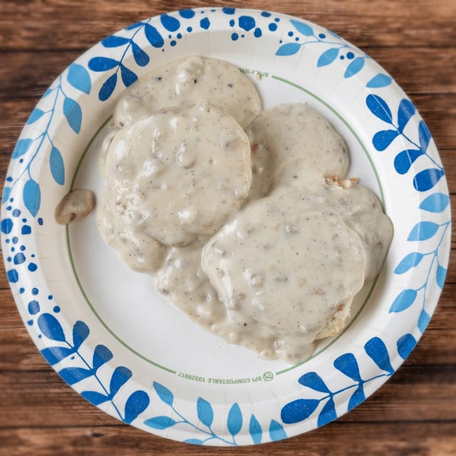 Biscuit and Gravy Half Order Includes 1 Biscuit and Gravy.