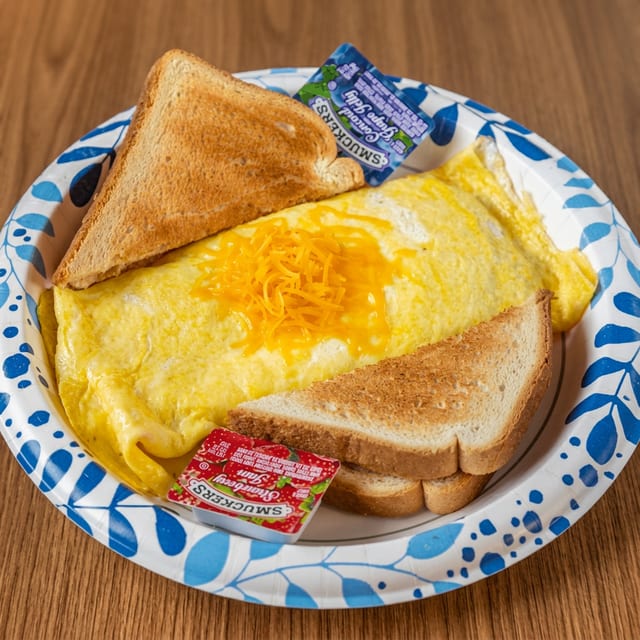 Ham and Cheese Omelet with Toast.